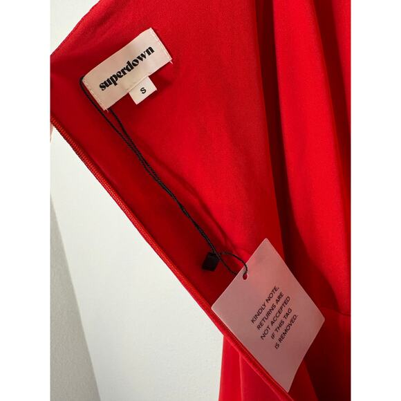 Superdown Chloe Halter Neck Maxi Dress Ruched Party Cocktail Formal Gala Red S - Picture 8 of 9